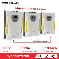 ECGSOLAX 18.6KW Inverter solare ibrido 48V 220V con Controller di ricarica Mppt 120A Inverter solare ibrido supporto parallelo 3 fasi