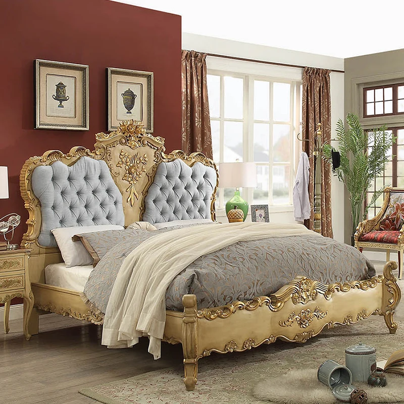 Classical Rococo French double bed imported solid wood villa wedding bed bedroom high-end master bedroom king bed AS