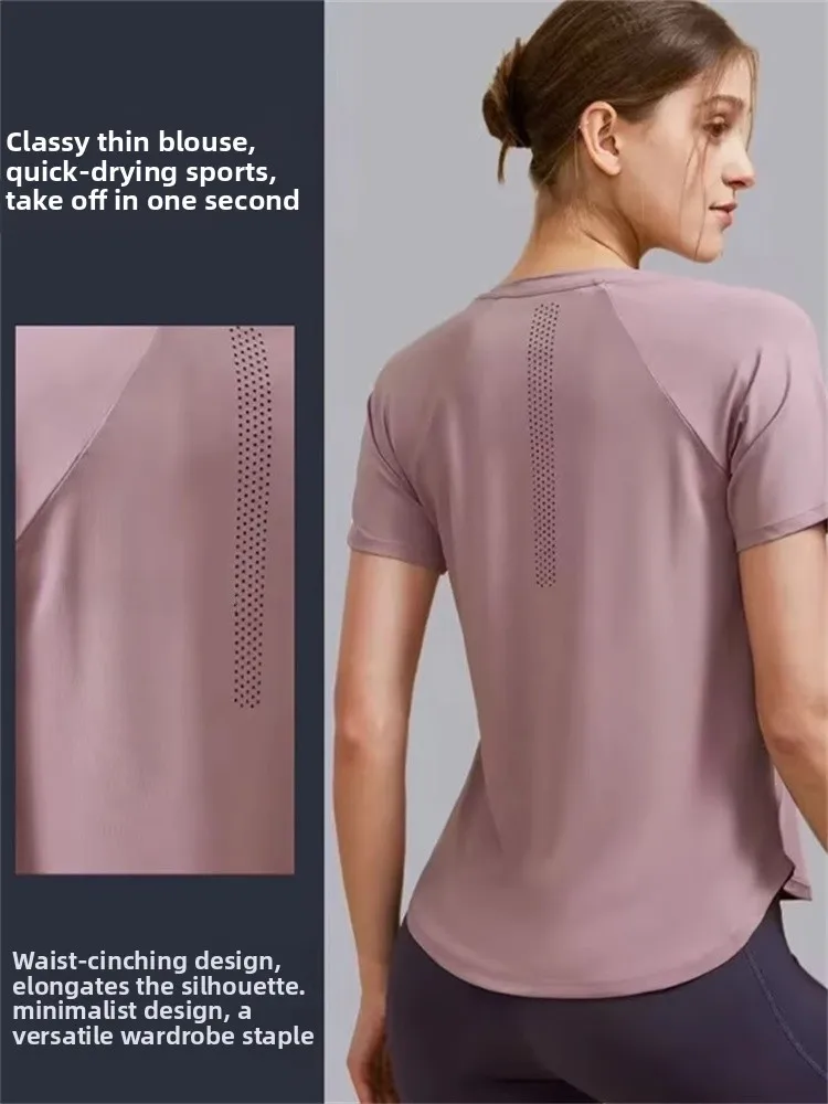 

Ice Silk Qui Dry ort Sve T-irt Women's Summer Thin Breathable Outdoor Running Fitn Yoga Top Thin Qui Dry Sports...