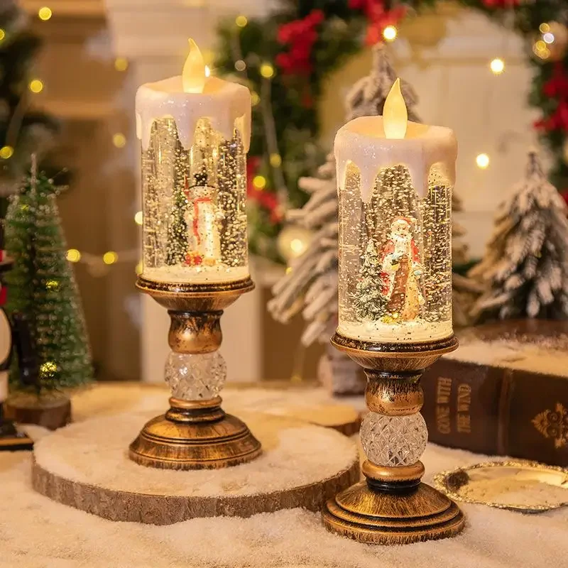 Christmas Decorations Candle Lights Drifting Snow Christmas Crystal Lights
