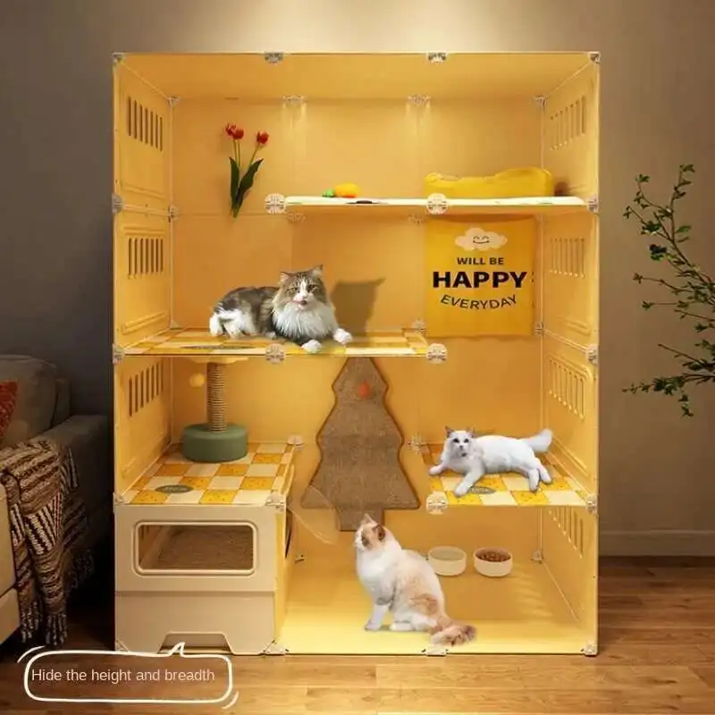

Extra Large Free Space Cat Villa Home Indoor Transparent Cat Cages Multifunctional Outdoor Cat Cabinets with Toilet Integrated