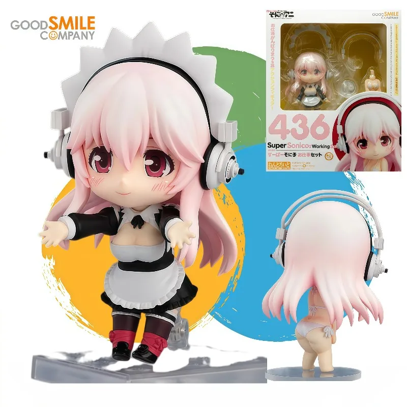 100% Original, Good Smile Company, Figuras de Acción/Nendoroid # 436) SoniAni: Super Sonico The Animation Figura de Sonico en Posición de Trabajo