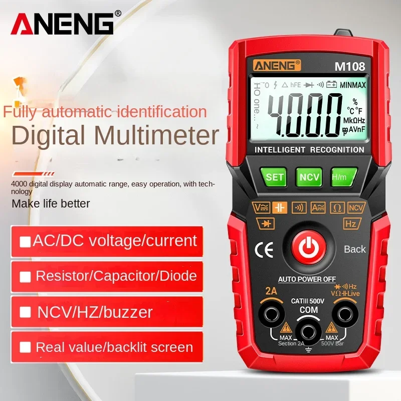 

ANENG M108 Multifunctional Small Fully Automatic Smart Multimeter Portable DC AC Voltage Maintenance Multimeter