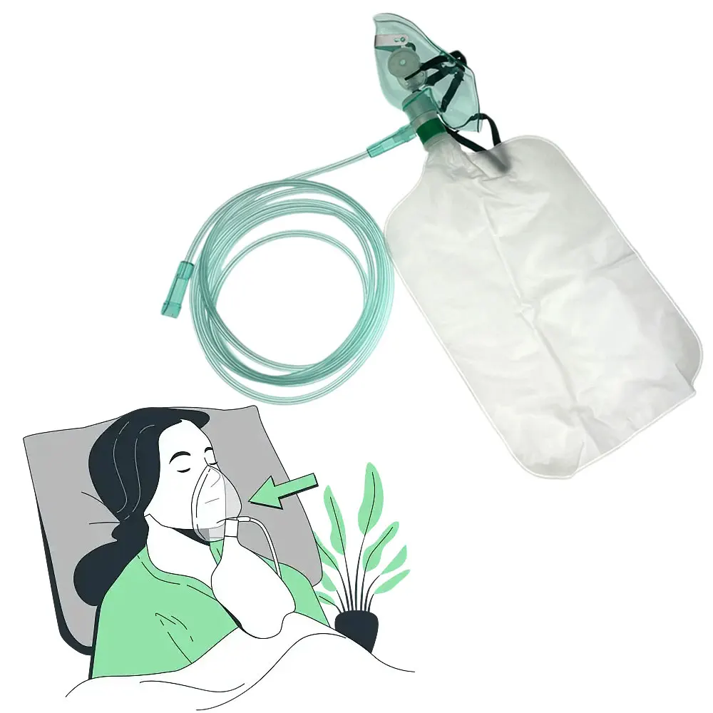 

5-20 шт. кислородных масок для взрослых с функцией нерепродукционного выдоха (кислородная маска с резервуарным мешком), набор масок для высококонцентрированного кислорода с резервуарным мешком.