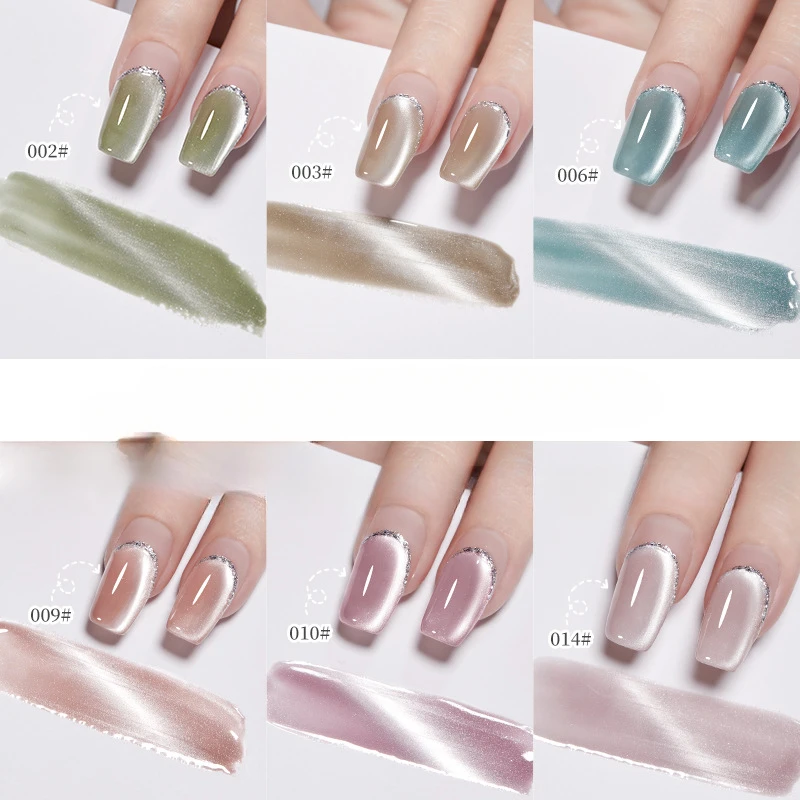 16pcs 5ml Canned Water Light Cat Eye Nail Gel Semi Permanent Soak Off Holographic Crystal Magnetic Gel Polish For Nail Art DIY