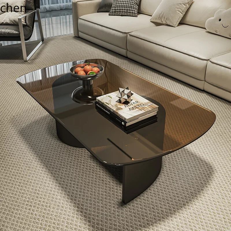 H5.26 advanced creative glass coffee table light luxury minimalist tea table living room home modern simple small apartment view 4