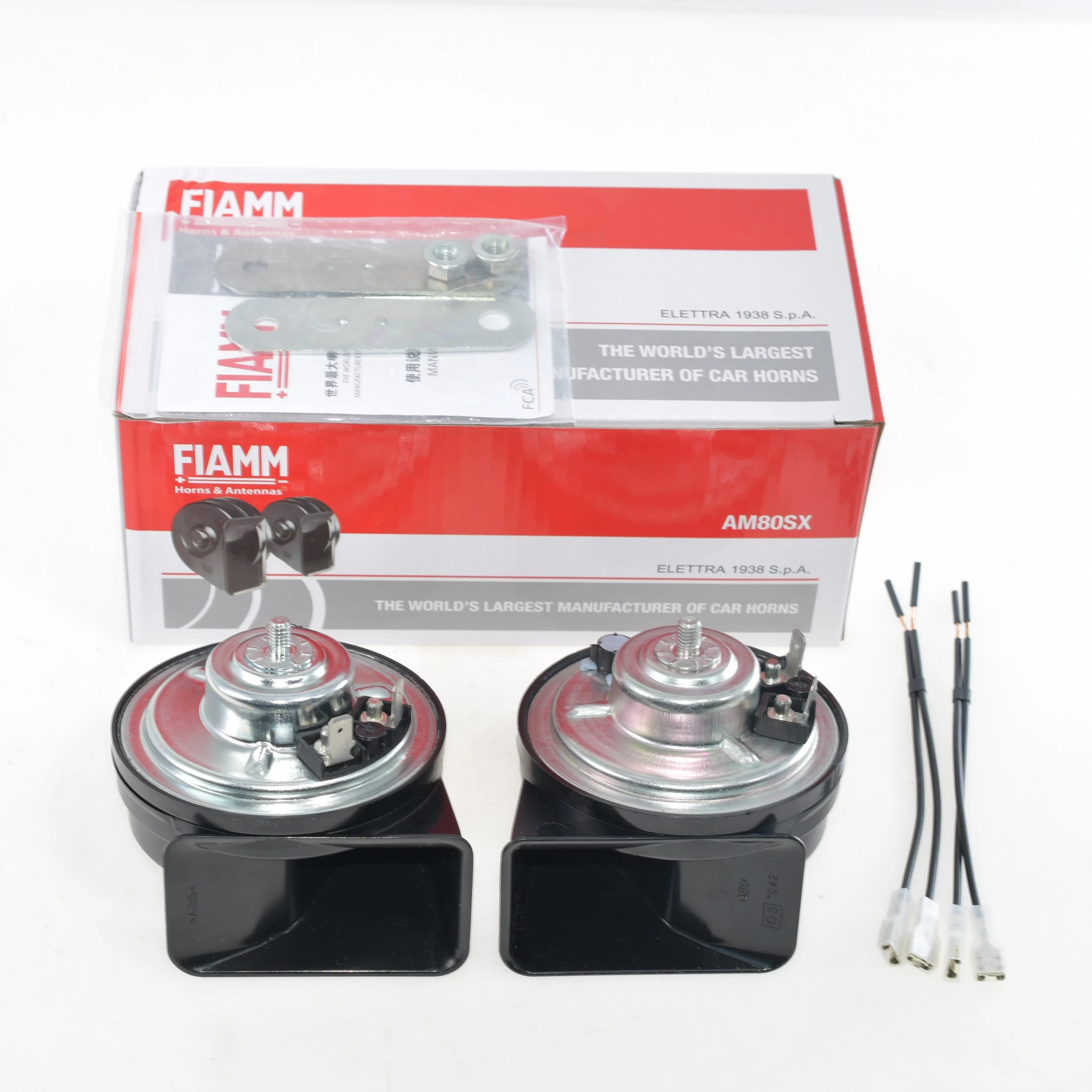 Bocina Universal Espiral Delantera Baja y Alta FIAMM Original AM80SX Apta para Automóviles de 12V 9325012 932 501 2