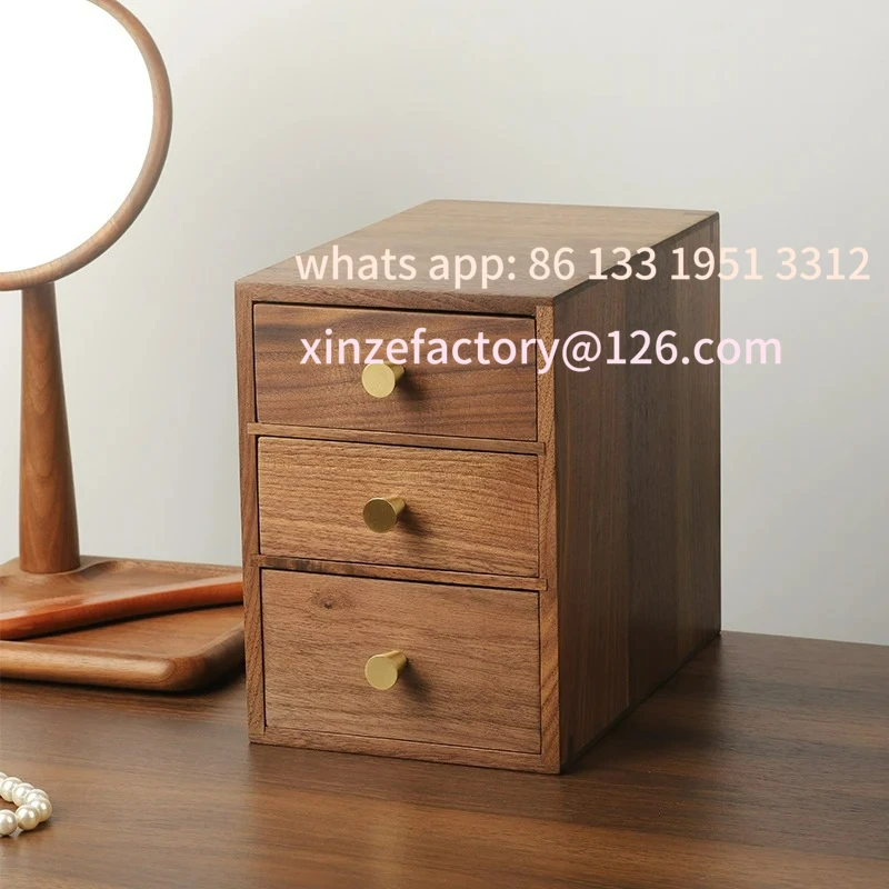 

Customizable Walnut wood drawer-style small box desktop coffee table, retro storage box for storing solid wood ornaments