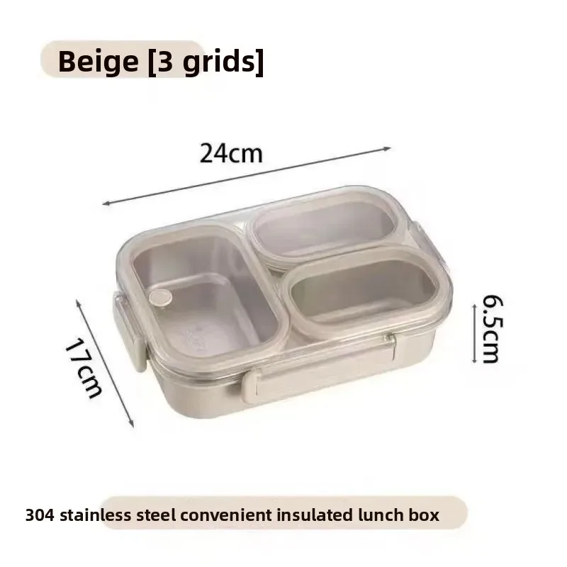 2026 304 Stainless Steel Compartment Bento Box Sealed Portable Lunch Box for Student Office Worker Kids