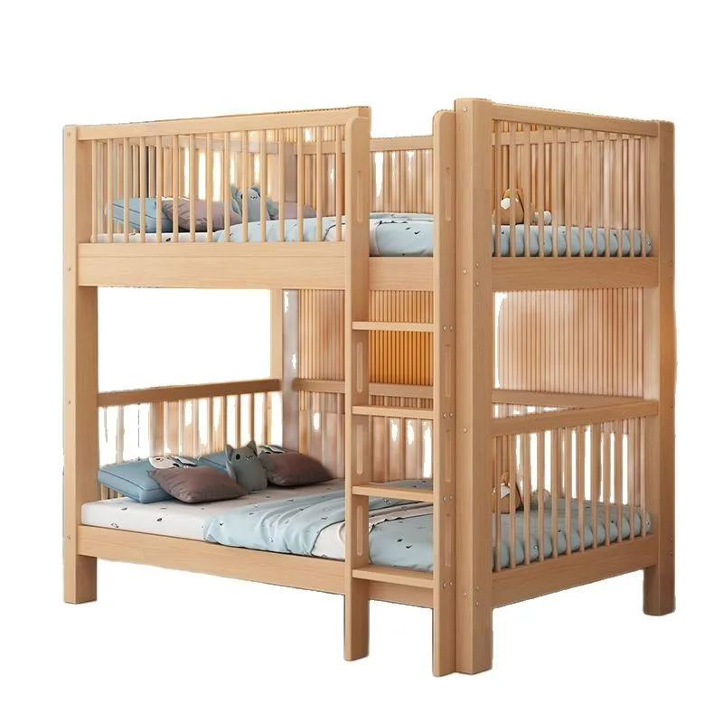 جميع سرير الأطفال المصنوع من خشب الزان الصلب، سرير مرتفع ومنخفض، سرير الأم والطفل، سرير الأم بطابقين علوي وسفلي #1