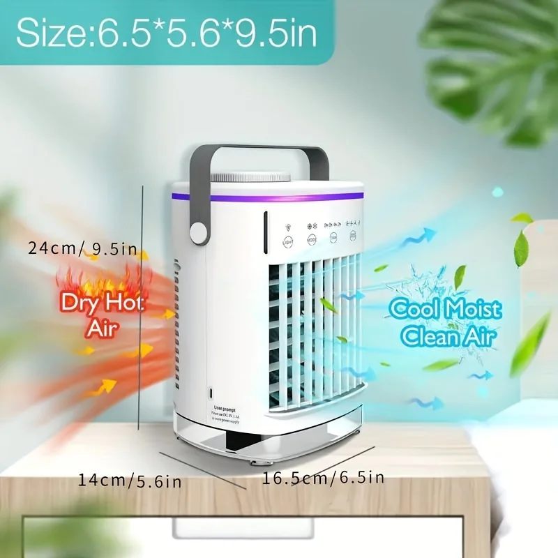 

4-Speed Portable Misting Cooler Fan - Ultra-Portable, Evaporative Cooling, Humidifier, Mini USB Desktop Fan - Ideal for Bedroom,