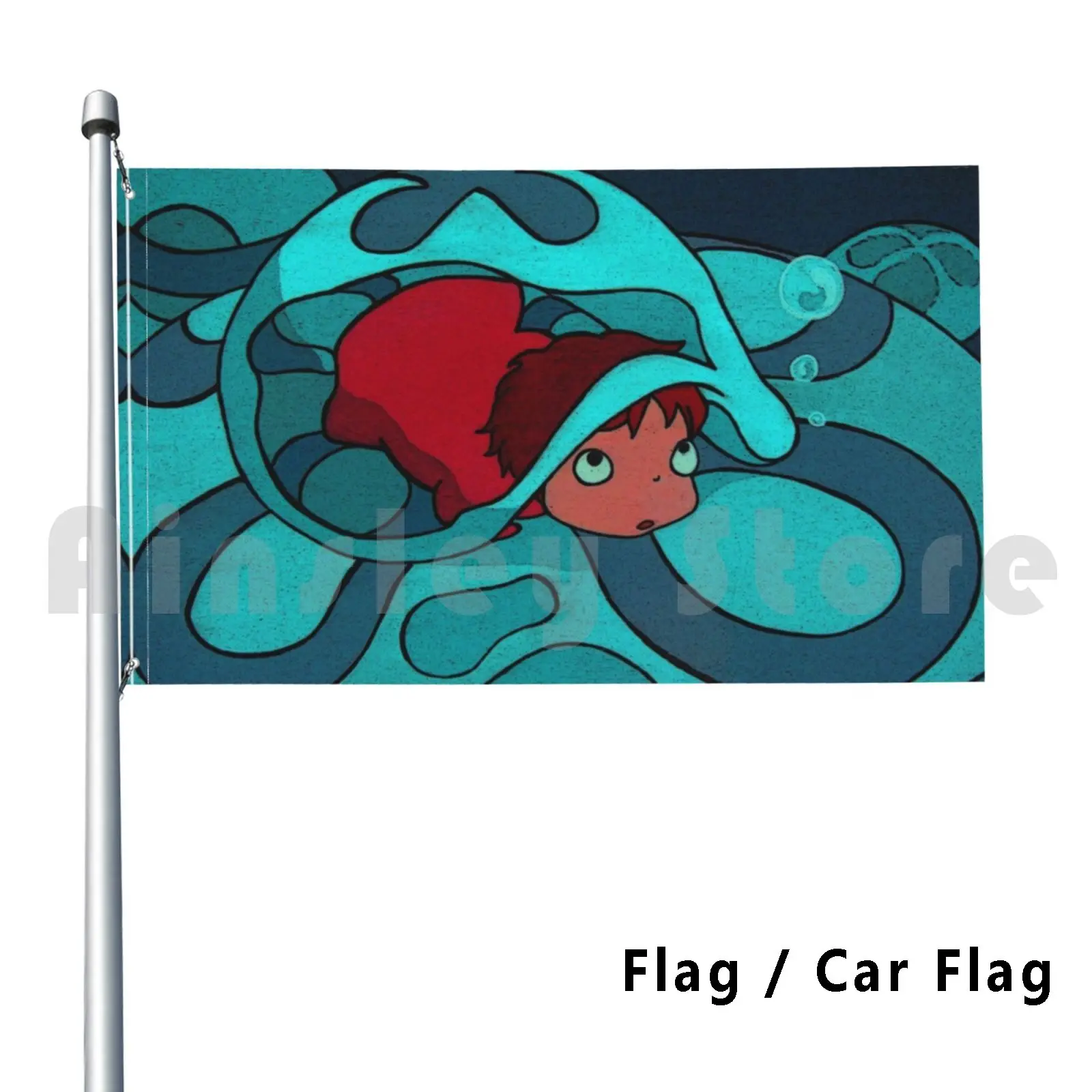 Ponyo-Hiding In A Jellyfish! Flag Car Flag Printing Custom Ghibli Studio Ghibli Totoro My Neighbour Totoro Mai