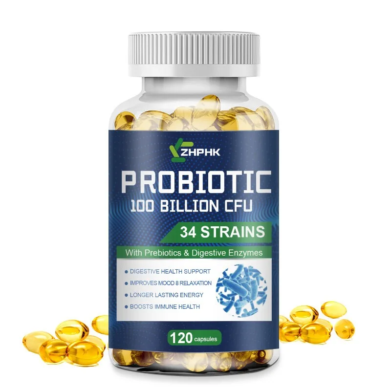 

120pcs Wellness Organic Raw Probiotics 100 Billion CFU, Complete Adult Supplement with Prebiotics and Digestive Enzymes