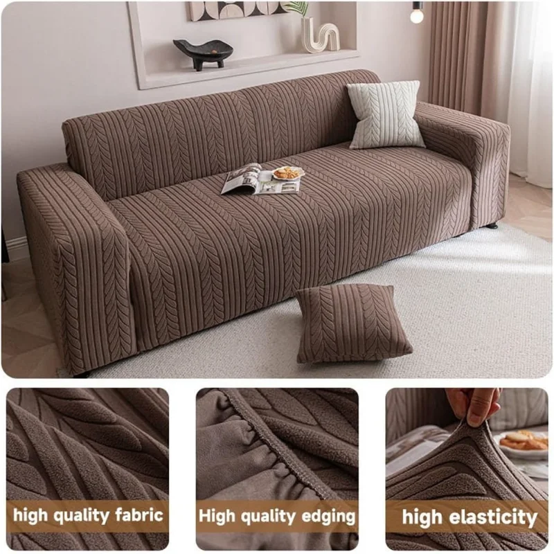 

Jacquard Stretch Sofa Cover Super Elastic Washable Non Slip Pet Proof Furniture Protector for 1/2/3/4/5 Seater L Shape Couch