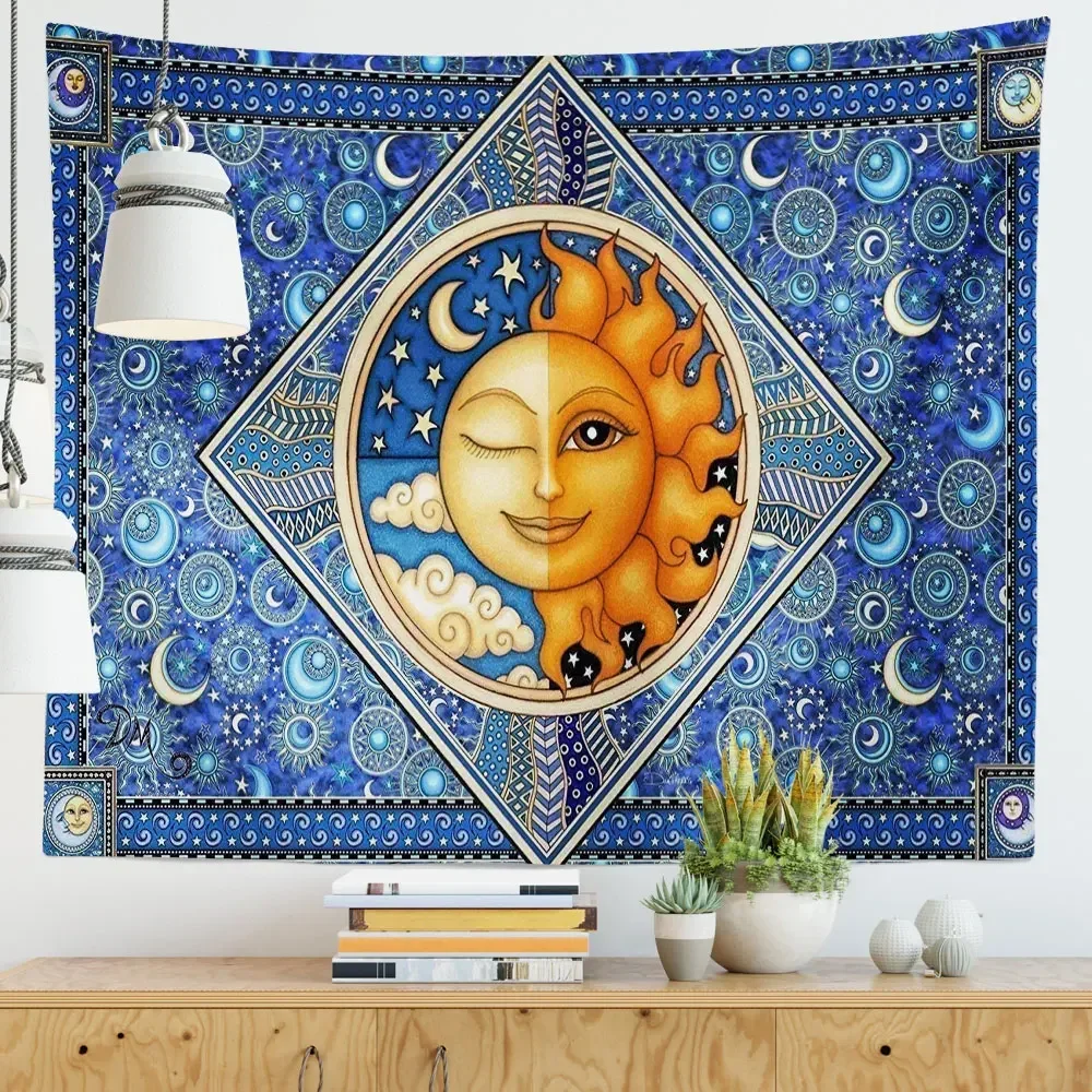 Psychedelic Astrology Sun and Moon Tapestry Mandala Apartment Decoration Tapestries Decoration Bedroom Wall Mural Tapestries