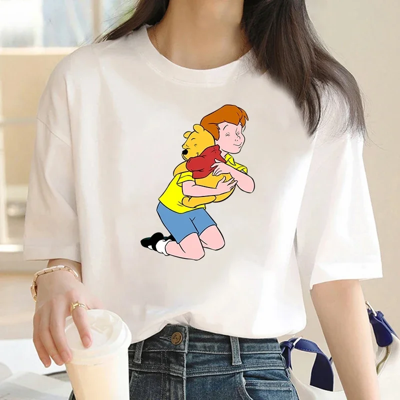 Women T-shirt Fashionable Winnie Bear Minimalist Style T-shirt Beautiful and Cute Street Fashion Trend City Cotton Tops