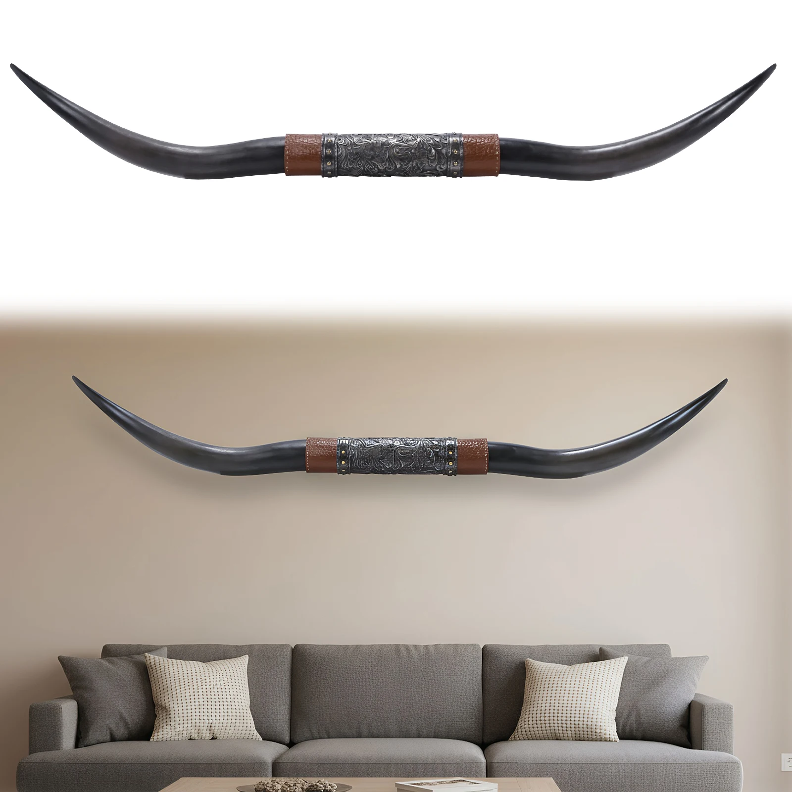 

Настенная скульптура в ретро-этническом стиле из рога животного, 70,8 дюйма (180 см), с отверстием для подвешивания, в деревенском стиле бохо, для декора гостиной, спальни, фермерского дома