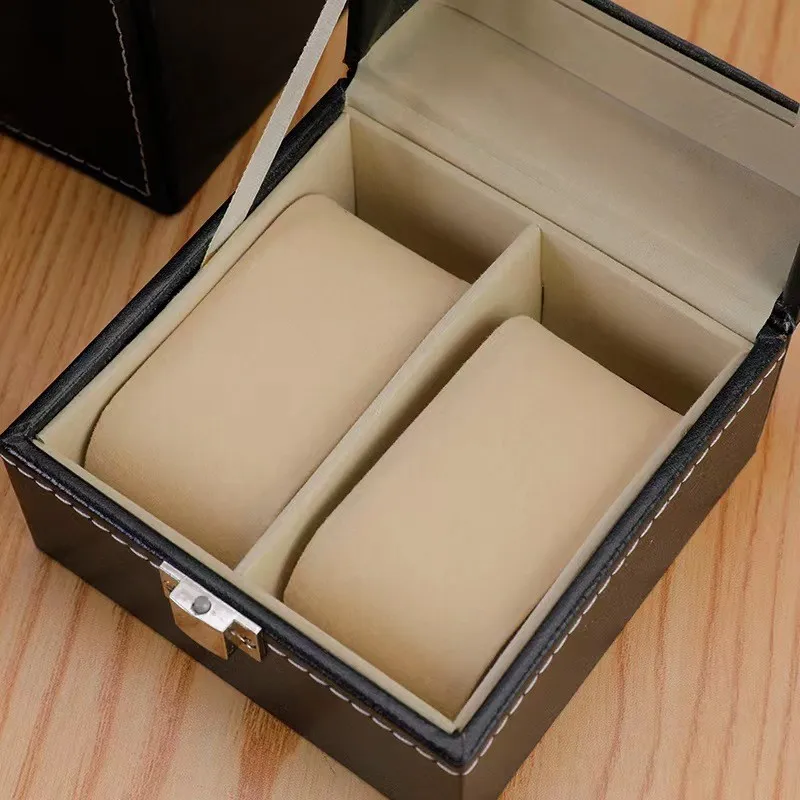 2-Position Pu Leather Watch Box Ready-Made Jewelry Packaging Box Jewelry Box Storage Box Leather Watch Box