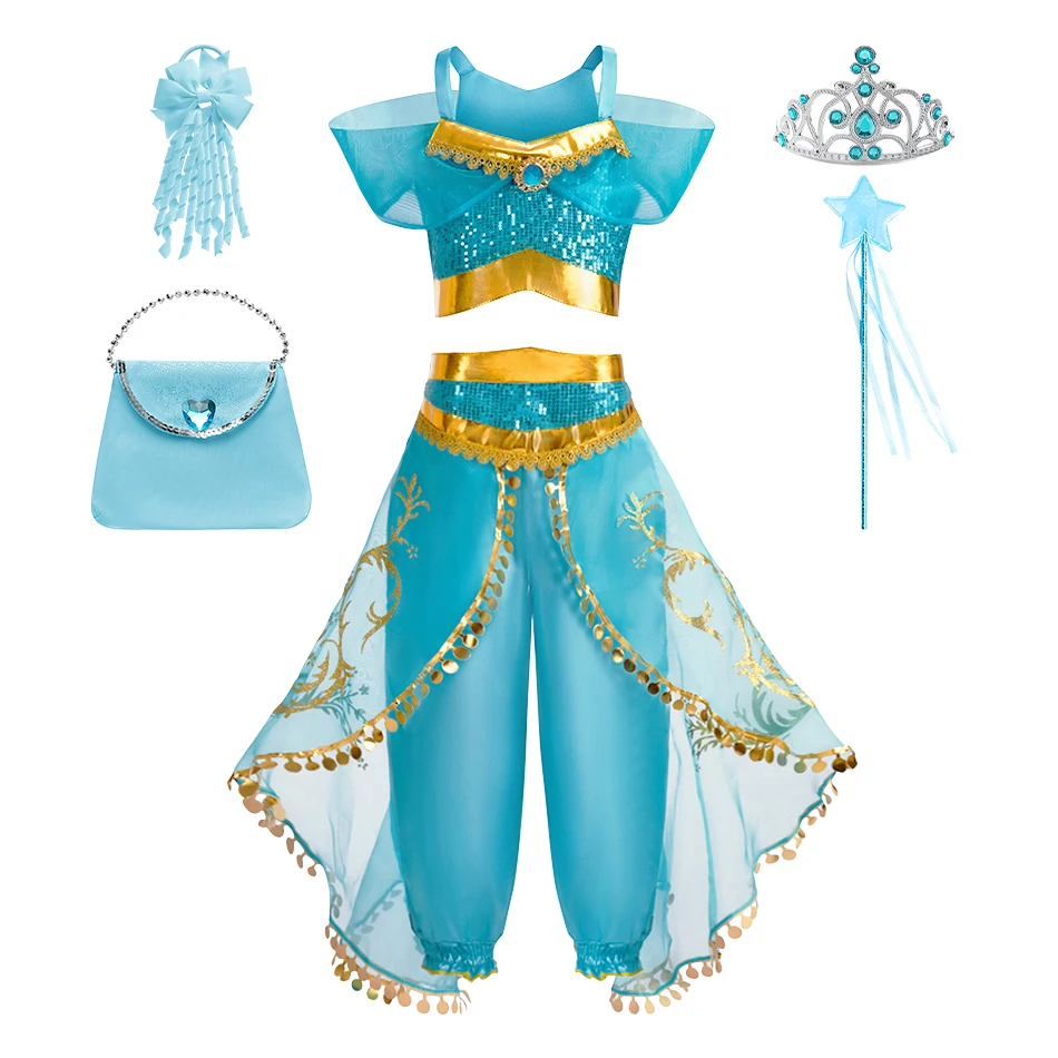 Baby Girl Christmas Party Arabian Costume Girls Aladdin Outfits Child Fancy Dress Sets Kids Halloween Jasmine Princess Dresses