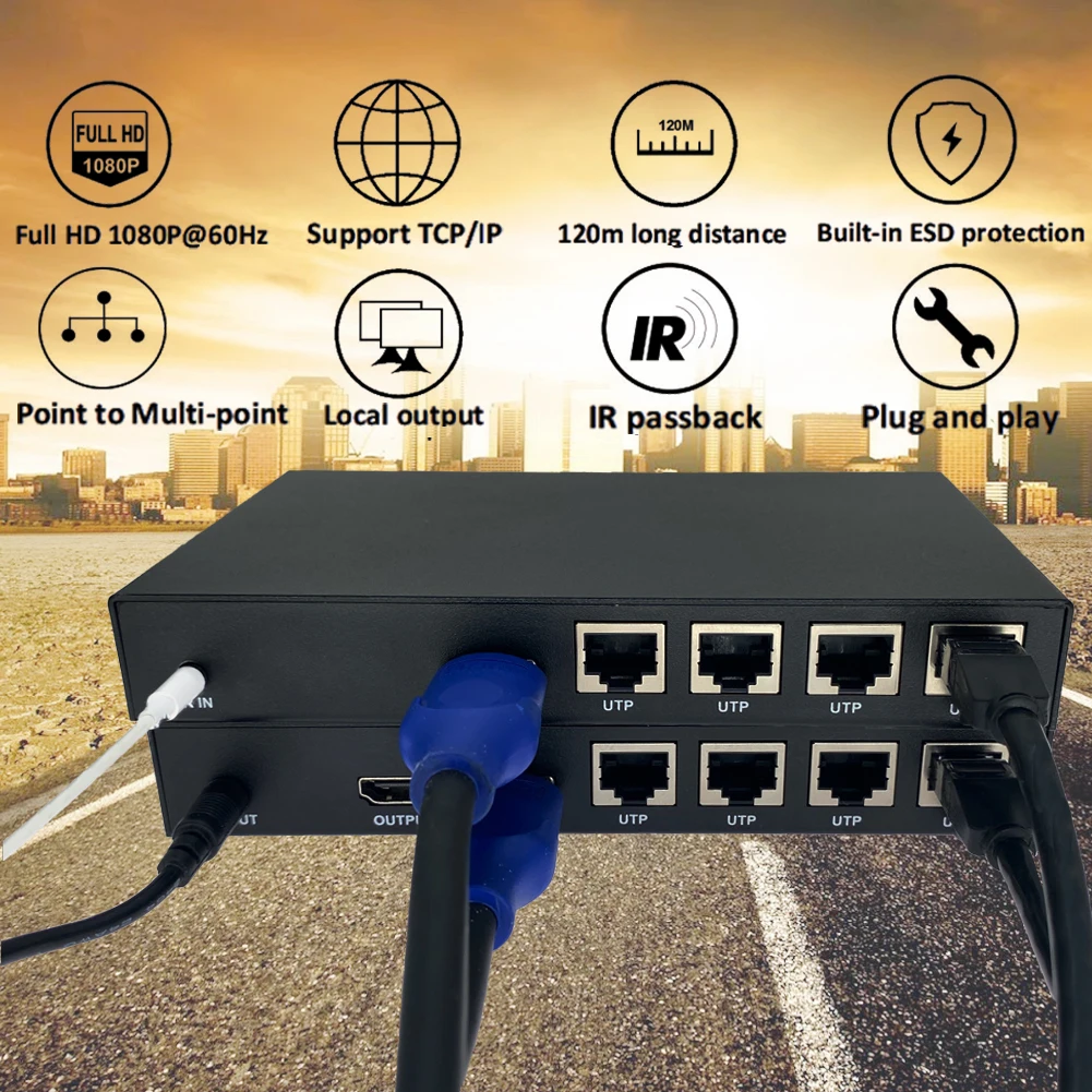 Extensor do divisor de 1080p hdmi 1x4 com tcp/ip até 120m