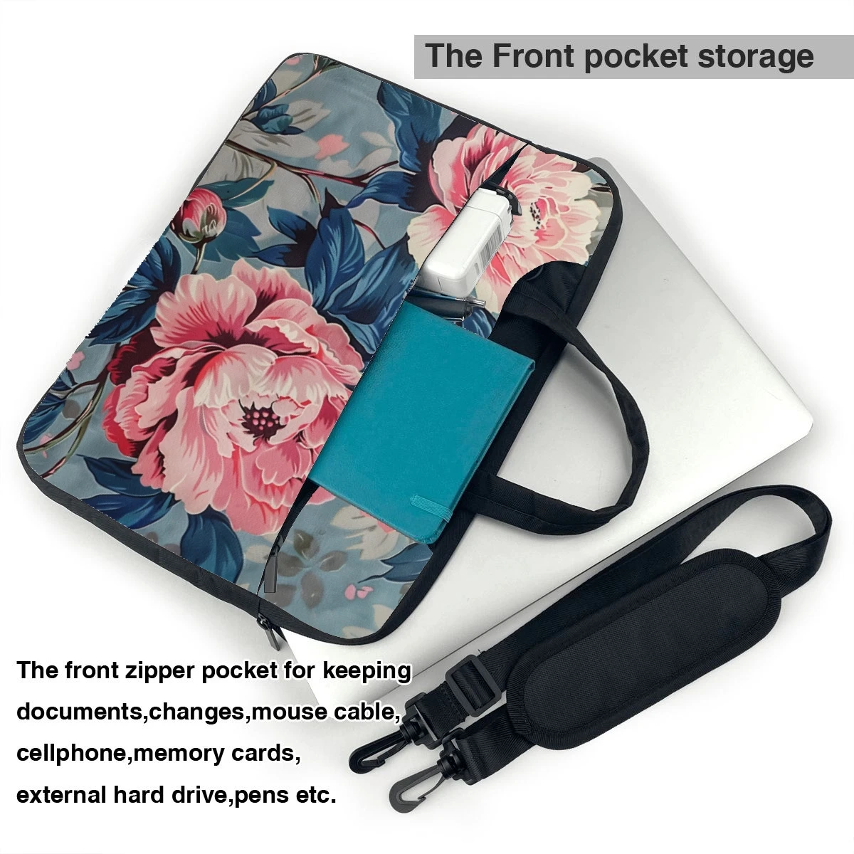 Pfingstrose Blume Laptop tasche gedruckt Muster Mode Aktentasche ultra dünne tragbare Schulter Laptop tasche 13 14 15,6 in