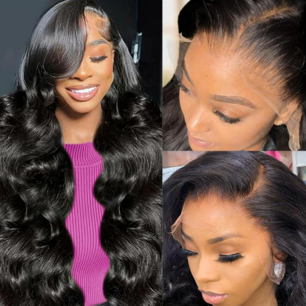 30inch 13x6 lace front wig 250 density  water wave lace front wig  Brazilian natural black high definition lace front water wave wig  pre plucked women's style