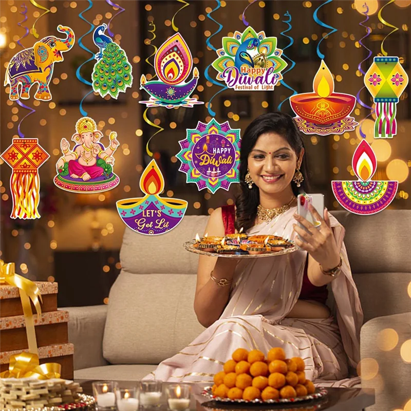 

Diwali Festival Hanging Swirl Decorations Hanging Swirl As Shown Paper For Outdoor Indoor Decor Diwali Festival