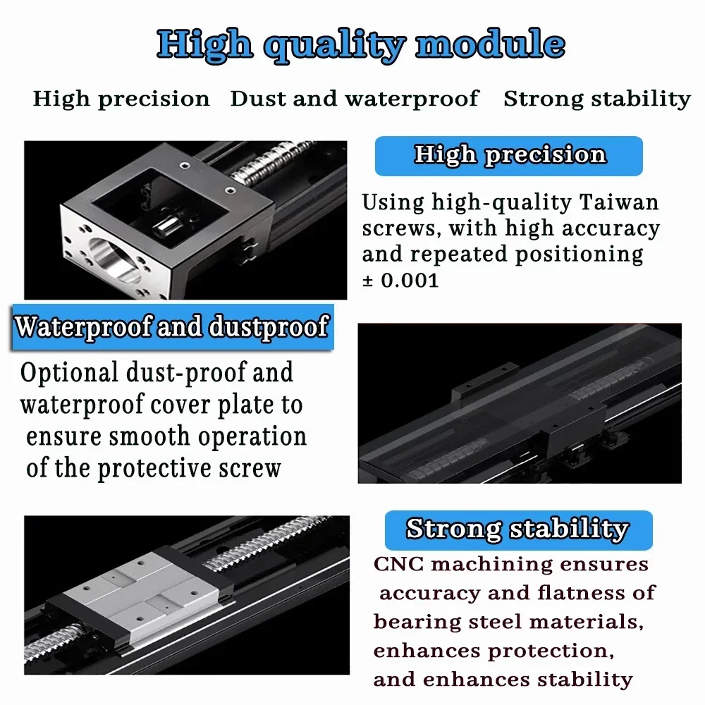 KK Single Axis Robot Linear Moving Module Ball Screw SlidingTable ±0,01 mm Repeatabiity 70 mm-220 mm Hub Linear Rail Stage CNC