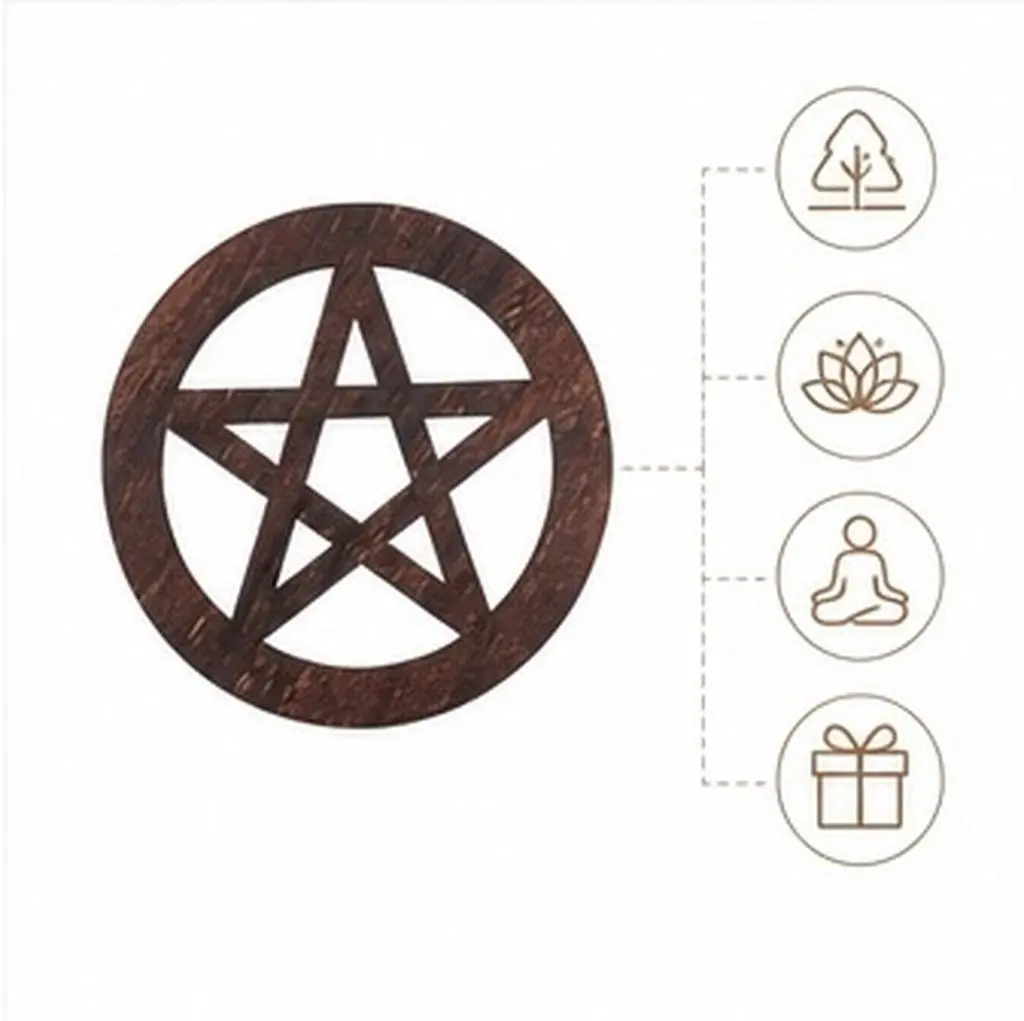 Wooden Pentacle Altar Tile Handcrafted Natural Meditation Tray Purifies Mind Stabilizes Spirit Home Altar Decor Gift