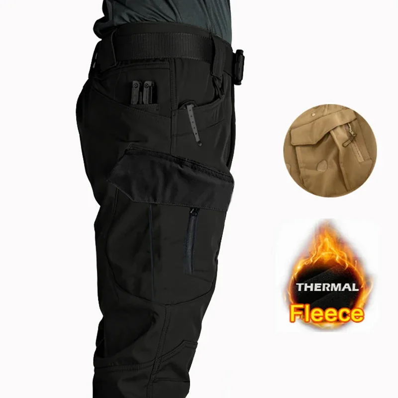 

Men's Winter Military Fleece Tactical Sharkskin Cargo Pants Camping Hiking Climbing Trekking Waterproof Outdoor Trousers 5XL