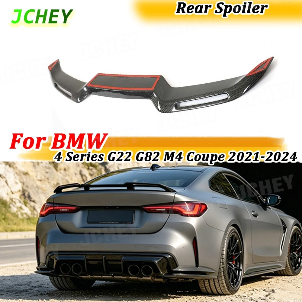 

JCHEY Carbon Fiber Rear Trunk Spoiler Lip Wings Rear Boot Spoiler FRP Accessories for BMW 4 Series G22 G82 M4 Coupe 2021-2024