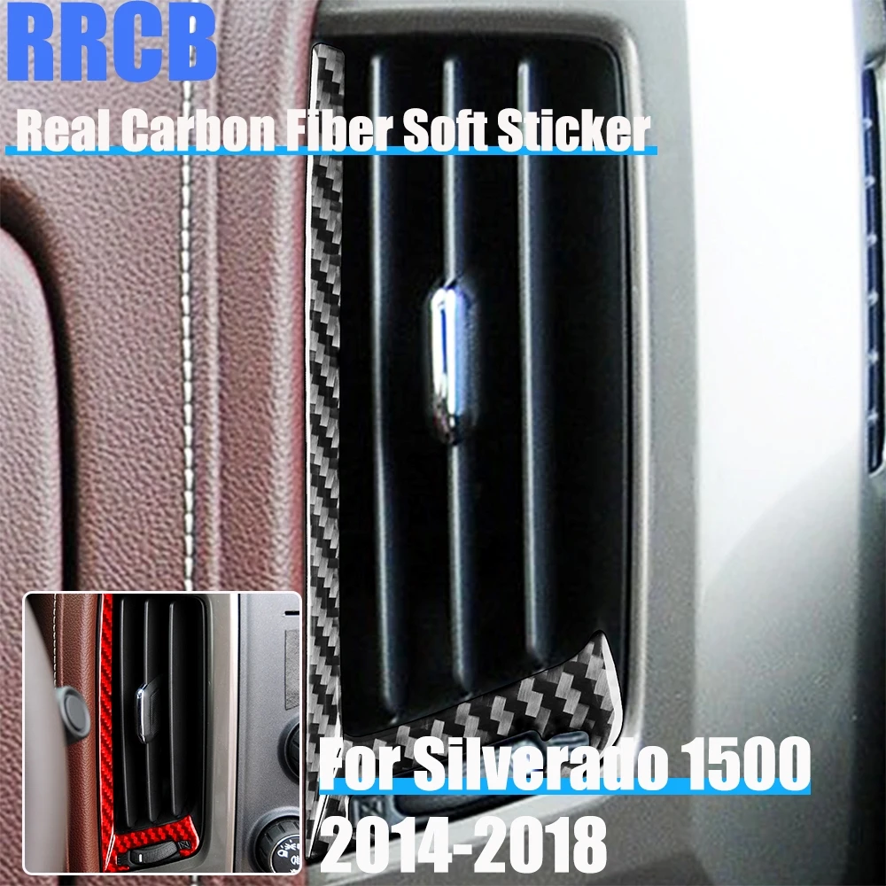 

Carbon Fiber Car Accessories Air Vent Strip Trim Soft Cover Sticker For Chevrolet Silverado 1500 For GMC Sierra 1500 2014-2018