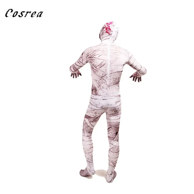 Movie Scary Mummy Cosplay Costume Adult Kids Men Mummy Costumes Mask Zentai Bodysuit Spandex Suit Halloween Costumes Women Man