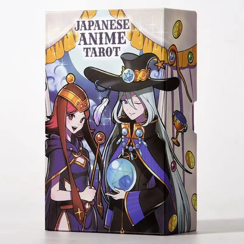 Japońskie anime Tarot 78 sztuk Śliczne karty tarota 12 * 7 cm Ilustracje z kreskówek zapakowane w sztywnym pudełku z przewodnikiem dla początkujących