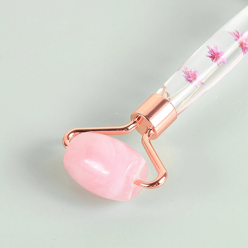 Natural Facial Massager Face Roller Gua Sha Scraper Double Heads Jade Stone Roller Skin Care Rose Quartz Massage for Face Body
