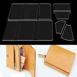YOMDID 7PCS Short Cai Cloth Wallet Making Acrylic Stencil Handmade Leather DIY Leathercraft Making Acrylic Template Supplies