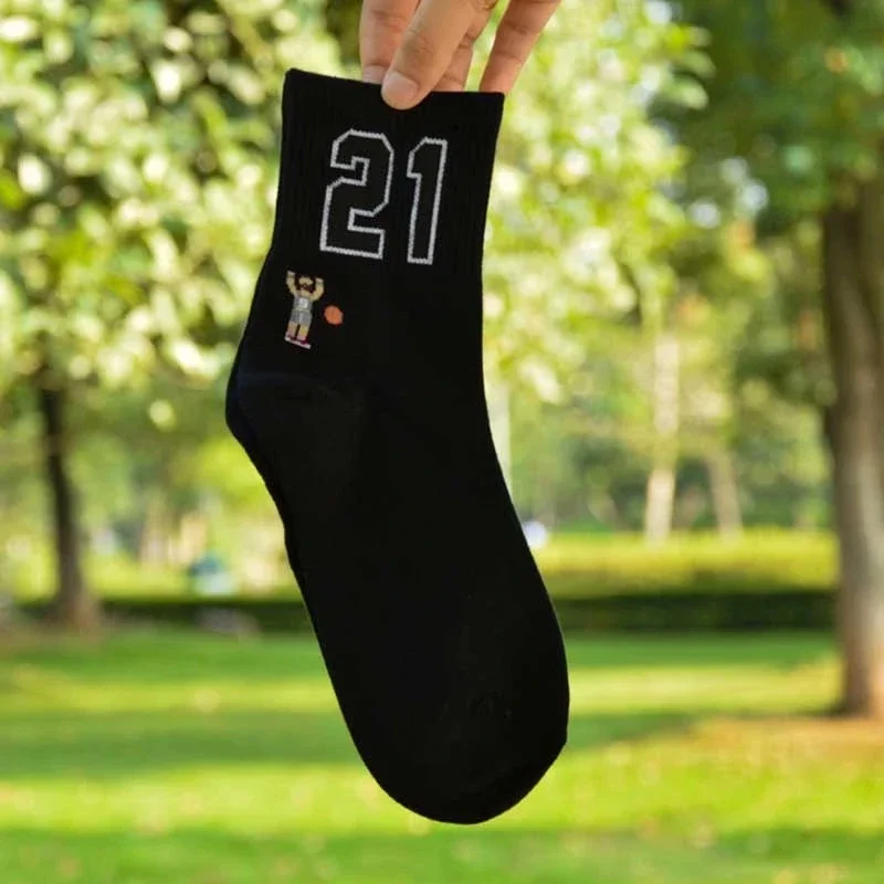 High Quality Fashion Men\'s Breathable Basketball Socks Elite Thick Sports Socks Unisex Harajukumen\'s Happy Funny Embroider Socks