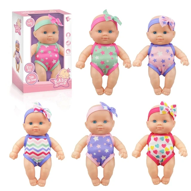 Mini silikonowe lalki Reborn Realistyczna uśmiechnięta lalka noworodka Symulacja dziecka Ubierz miękką gumową lalkę dla dziewczynek Prezent dla malucha