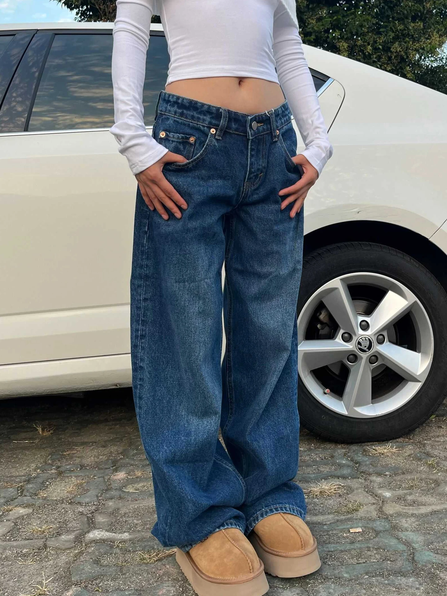 

Синие женские джинсы в стиле хип-хоп, модная винтажная уличная одежда Y2K, широкие прямые джинсы, брюки с высокой талией, классические мешковатые джинсовые брюки