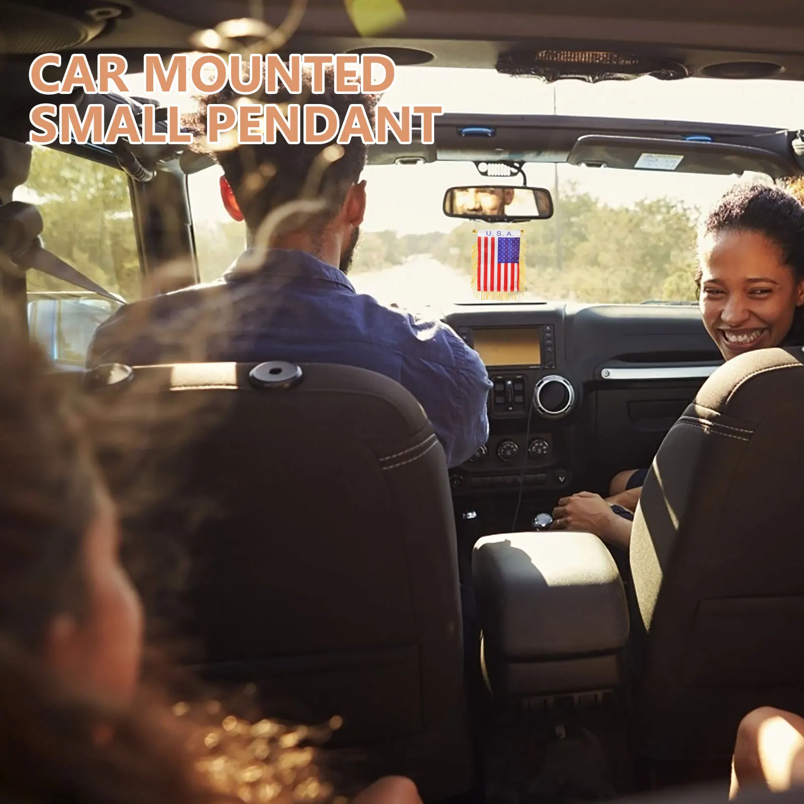 

Hanging Flag Car Rearview Mirror Decoration National Flag Tassel Durable Fade Resistant Car Ornament Rearview Mirror Accessory