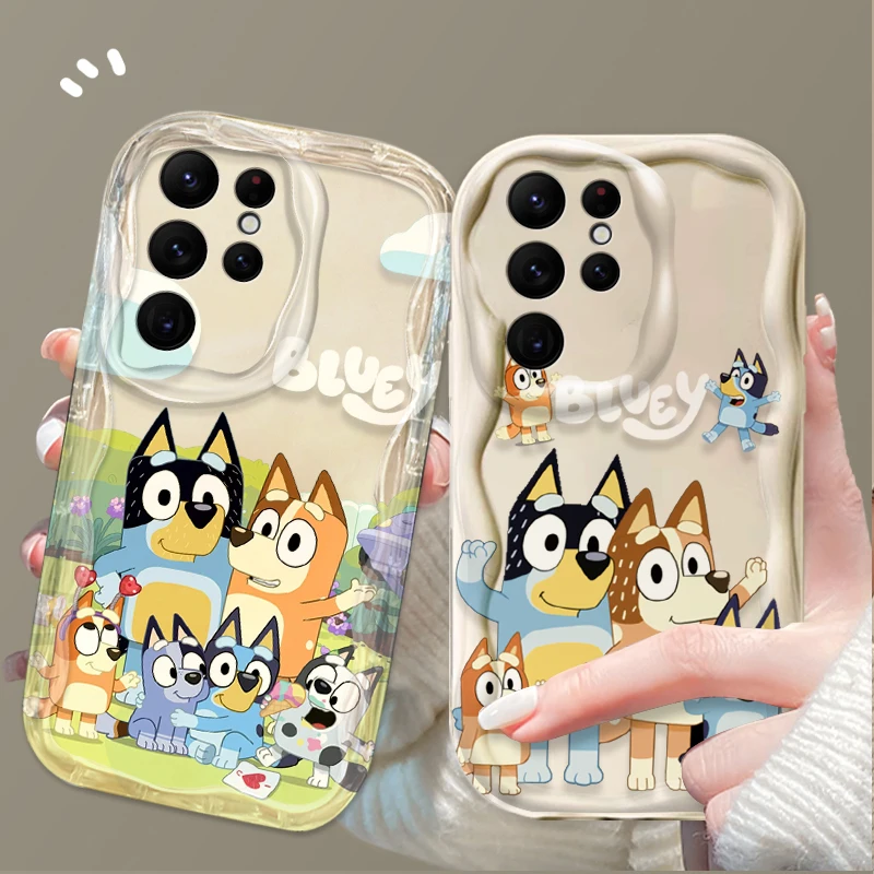 B-Blueys funda de teléfono transparente de dibujos animados para Samsung Galaxy S25 S24 Ultra S23 S22 Plus S21 FE A55 A35 A25 A15 A06 A16 A26 A36 A56 5G