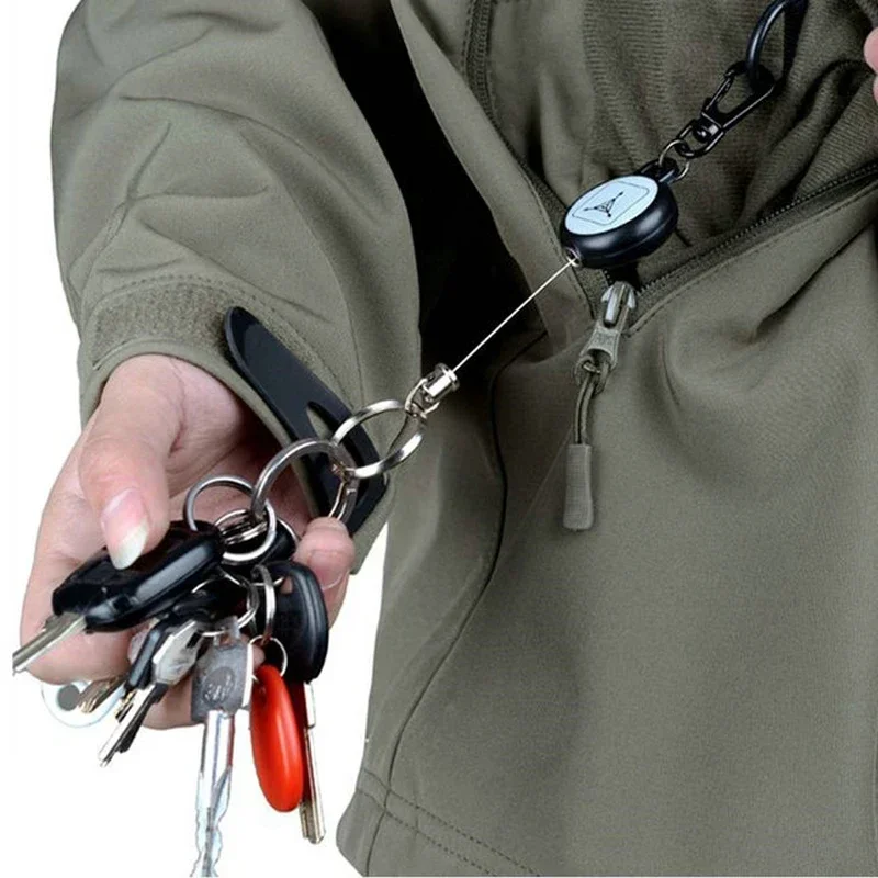 keychain key chain holder keyring key ring retract pull belt rope cord reel recoil badge lanyard clip multitool multi tool