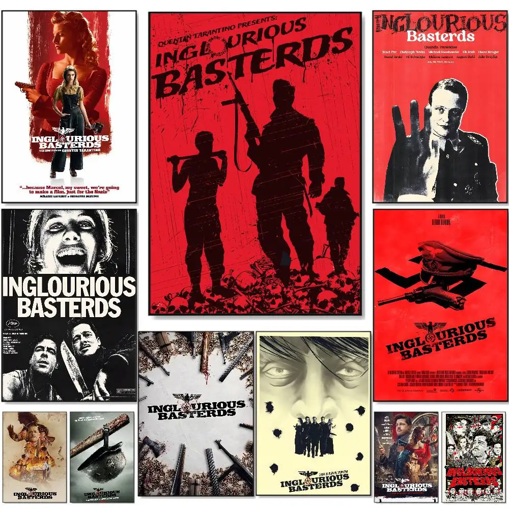 Classic War Movies Inglourious Basterds Poster HD Self-Adhesive Waterproof Posters Versatile Decor for Homes Bars Hotels More