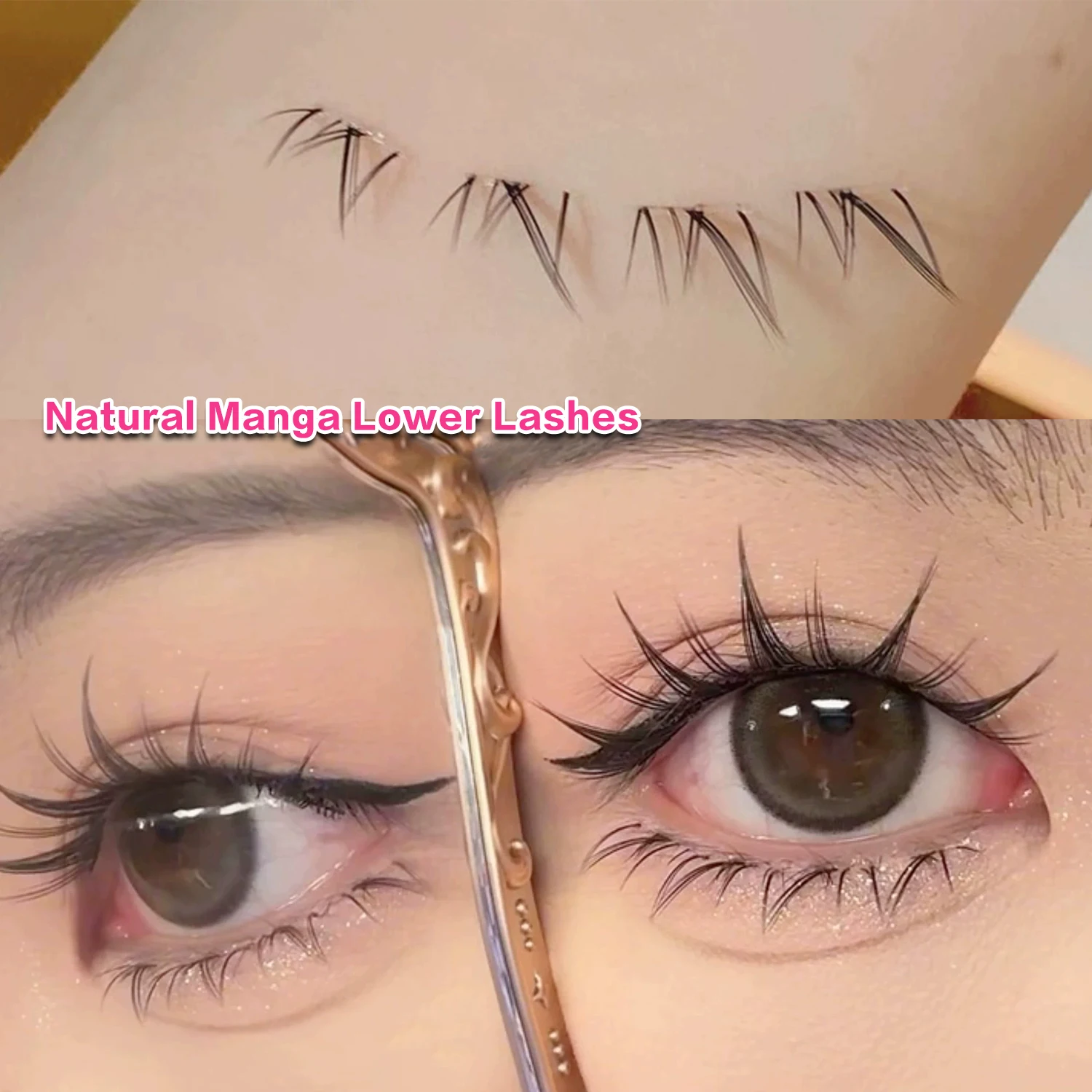 12 Reihen natürliche untere Wimpern 5–7 mm untere Wimpern mit selbstklebendem, unsichtbarem, vorgeklebtem Wimpern, transparentes Band, wiederverwendbare Make-up-Werkzeuge