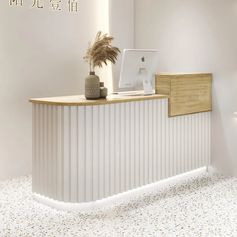 Modern Curved Checkout Counters Barber Shop Women's Clothing Store Checkout Counters Simple Front Desk Furniture Cajero JT40C