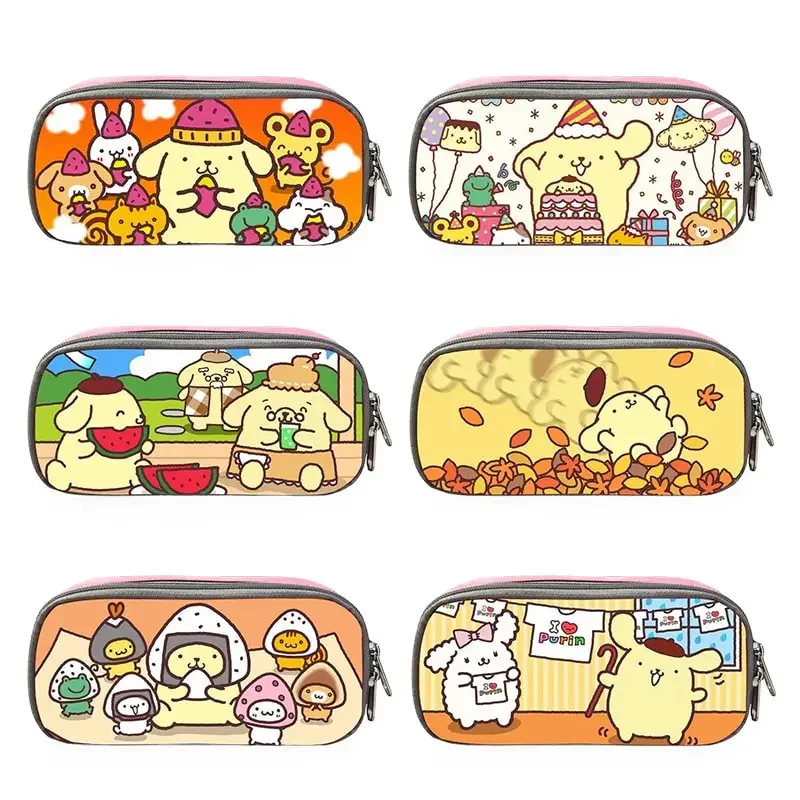 

Sanrioed Anime Pom Pom Purin Cute Children Pencil Case Cartoon Schoolchildren Stationery Organizer Bag Gift for Friend