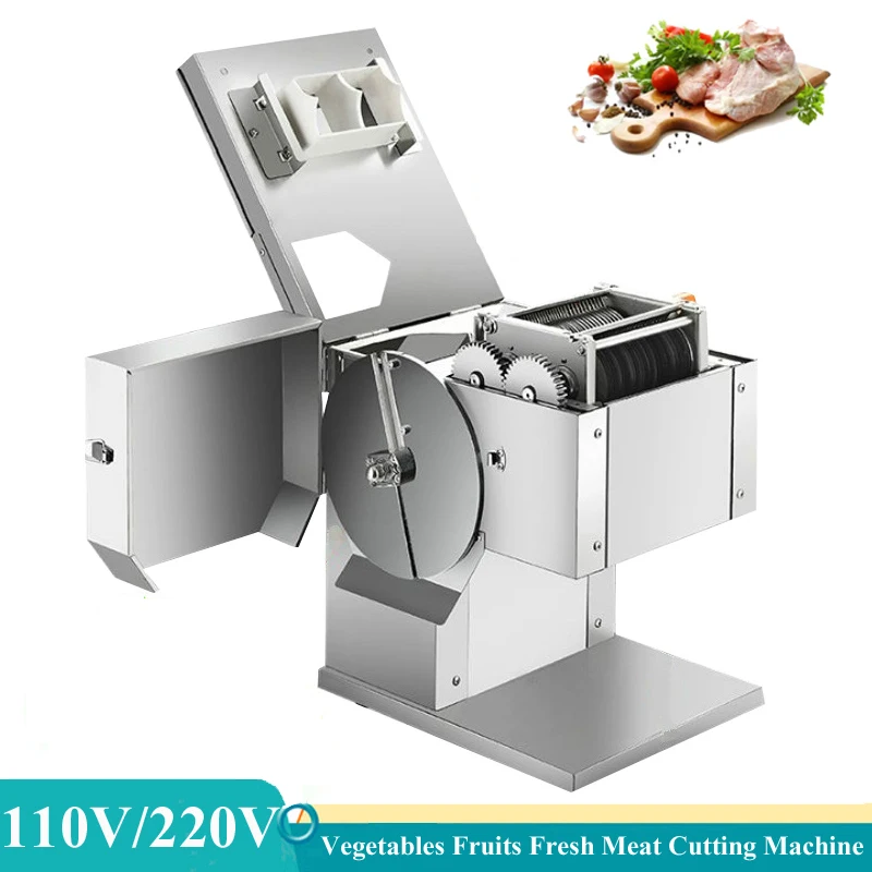 Commercial Meat Slicer 2-21mm Desktop Meat Cuting Machine Stainless Steel Electric Vegetables Meat Shredding Dicing Machine