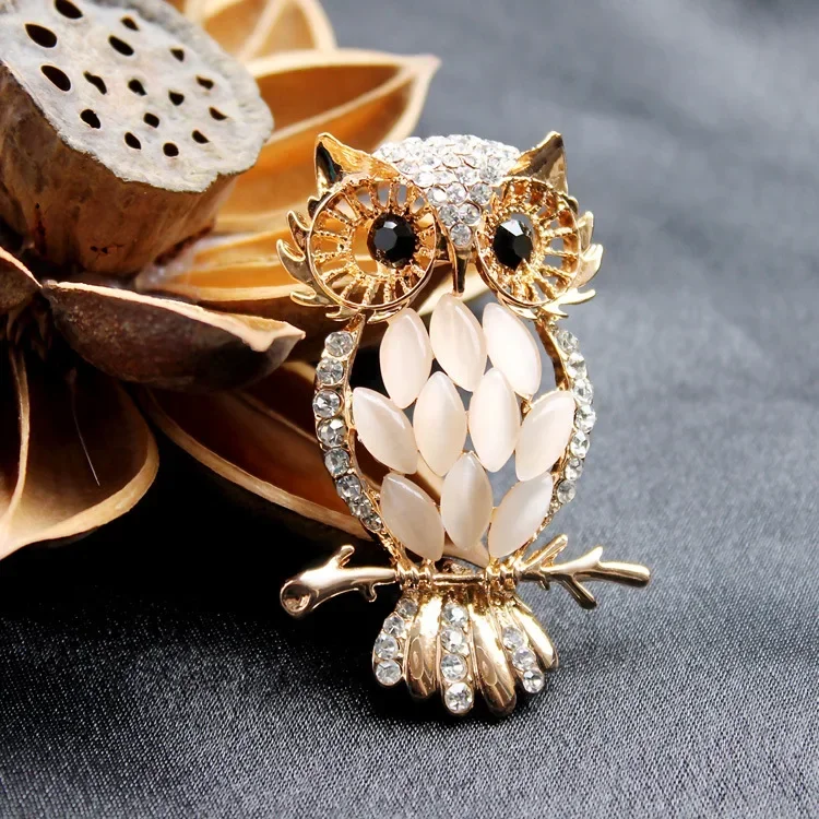 Fashion Cute Gem Owl Brooch Women\'s Clothing Dress Pin Trendy Jewelry Girl Gift