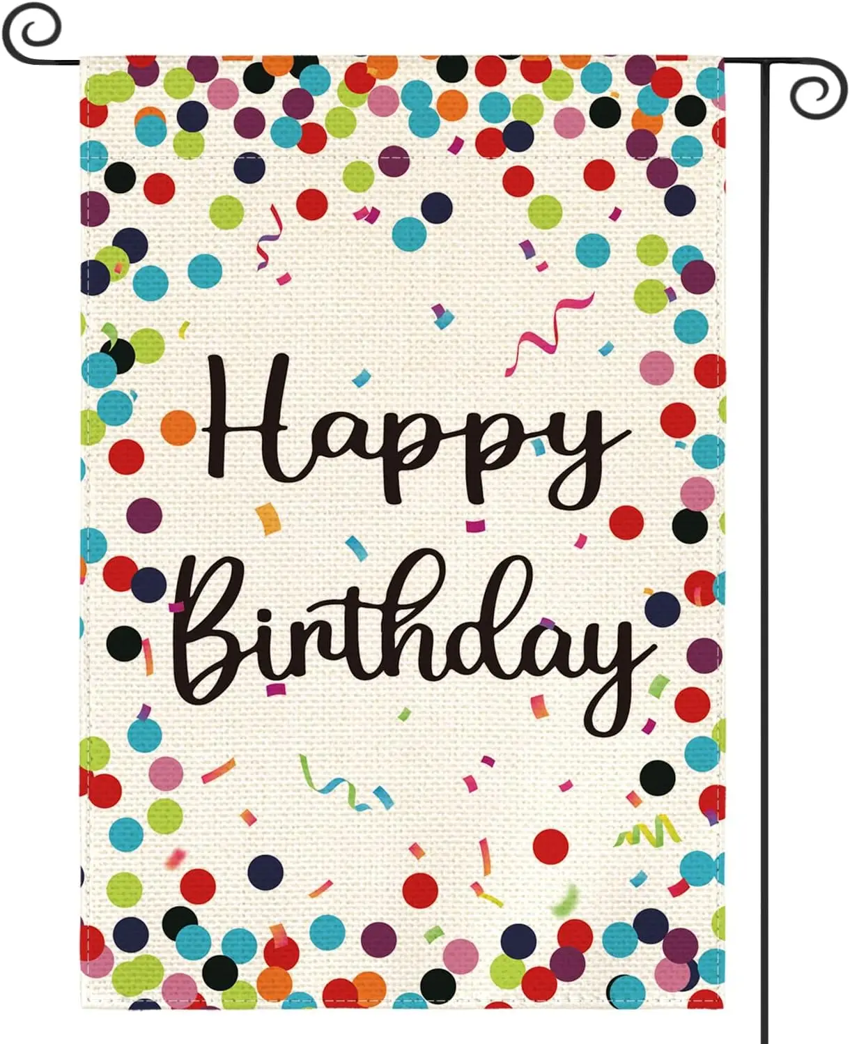 AVOIN colorlife Happy Birthday Garden Flag 12x18 Inch Double Sided Outside, Colorful Polka Dots Party Gift Burlap Yard Outdo SSL