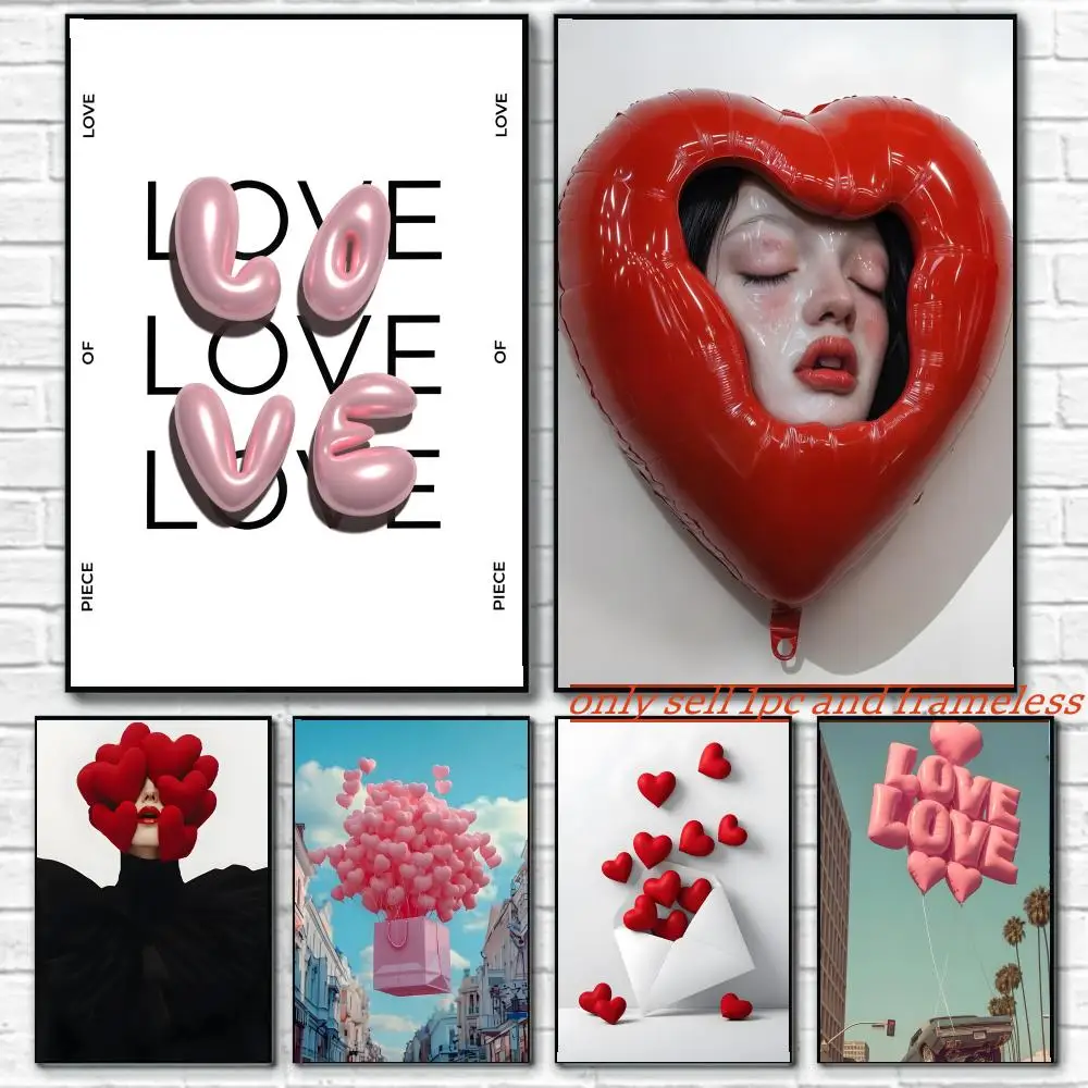 Abstract love Pink Balloon Outdoor Poster Wall art poster paintings are suitable for clubs living rooms and bedroom
